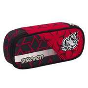 Cartoleria Astuccio busta ovale organizzata Round Plus Seven Dice Boy. Nero-Rosso Seven