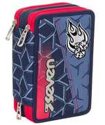 Cartoleria Astuccio attrezzato 3 zip Seven Dice Boy. Grigio-Rosso Seven