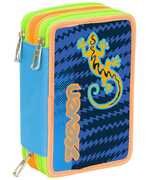 Cartoleria Astuccio attrezzato 3 zip Seven Gecko Boy. Blu-Giallo Seven