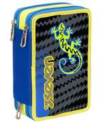 Cartoleria Astuccio attrezzato 3 zip Seven Gecko Boy. Nero-Azzurro Seven