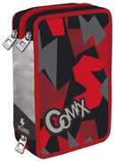 Cartoleria Astuccio attrezzato 3 zip Comix Flash. Rosso-Nero Comix