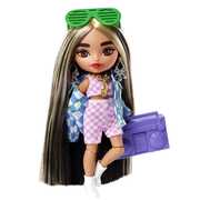 Giocattolo Barbie - Extra Minis Mini Bambola Articolata con Giacca a Quadri e Morbidi Capelli Bicolore Barbie