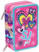 Cartoleria Astuccio accessoriato 3 zip Seven SJ Gang Girl Viola-Azzurro Seven