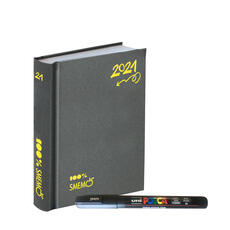 Cartoleria Diario Smemoranda 2020-2021, 16 mesi, Special Edition Uni Posca Grigio - 13x17 Smemoranda