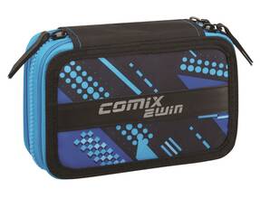 Cartoleria Astuccio 3 zip Comix 2WIN Blu - 20x13x7 cm Comix