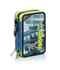 Cartoleria Astuccio accessoriato 3 zip Seven 7.1 Urban Rock Abyss. Blu-Azzurro Seven