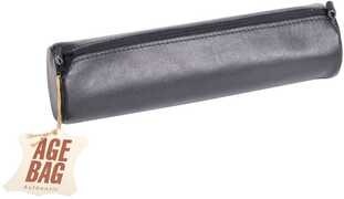 Cartoleria Astuccio Age Bag rotondo in pelle. Nero Clairefontaine