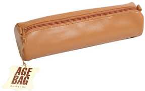 Cartoleria Astuccio Age Bag rotondo in pelle. Marrone Clairefontaine