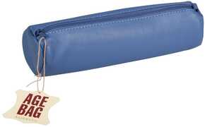Cartoleria Astuccio Age Bag rotondo in pelle. Blu Clairefontaine