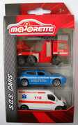 Giocattolo Majorette. Majo S.O.S.. Set Ambulanza, Macchina Polizia e Camion Vigili del Fuoco Majorette