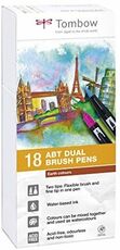 Cartoleria Pennarelli acquarellabili Dual Brush Tombow. Confezione 15+3 colori terrestri Tombow
