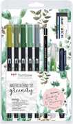 Cartoleria Pennarelli Tombow Dual Brush soggetti piante. Set Greenery 10 pezzi Tombow