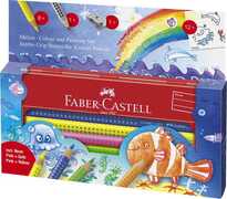 Cartoleria Set matite Jumbo Grip colorate - valigetta in metallo con 6+2 matite colorate + 1 matita di grafite + temperamatite Faber-Castell