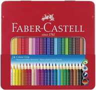 Cartoleria Pastelli Faber-Castell Colour Grip. Scatola in metallo 24 matite colorate Faber-Castell