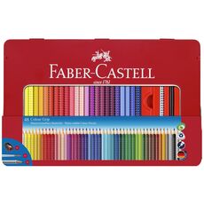 Cartoleria Scatola in metallo con 48 matite colorate Colour Grip + accessori Faber-Castell