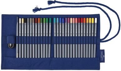 Cartoleria Matite colorate acquerellabili Faber-Castell Goldfaber Aqua. Rotolo in tessuto 27 colori + Tempermatite + Pennello Faber-Castell