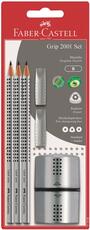 Cartoleria Matite di grafite triangolari Grip. Set 3 matite + 2 Gommini salvapunta + Temperalapis Grip tre fori con doppio serbatoio Faber-Castell