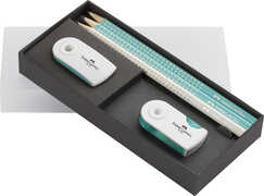 Cartoleria Gift Set Sparkle bianco/turchese con 3 matite di grafite Sparkle Faber-Castell