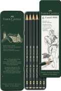 Cartoleria Scatola in metallo con 6 matite di grafite Castell 9000 assortite Faber-Castell