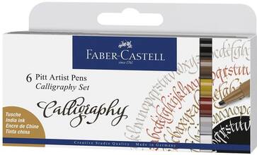 Cartoleria Pitt Artist Pen Calligraphy Faber-Castell. Bustina 6 penne - 99, 01, 72, 88, 80, 75 Faber-Castell