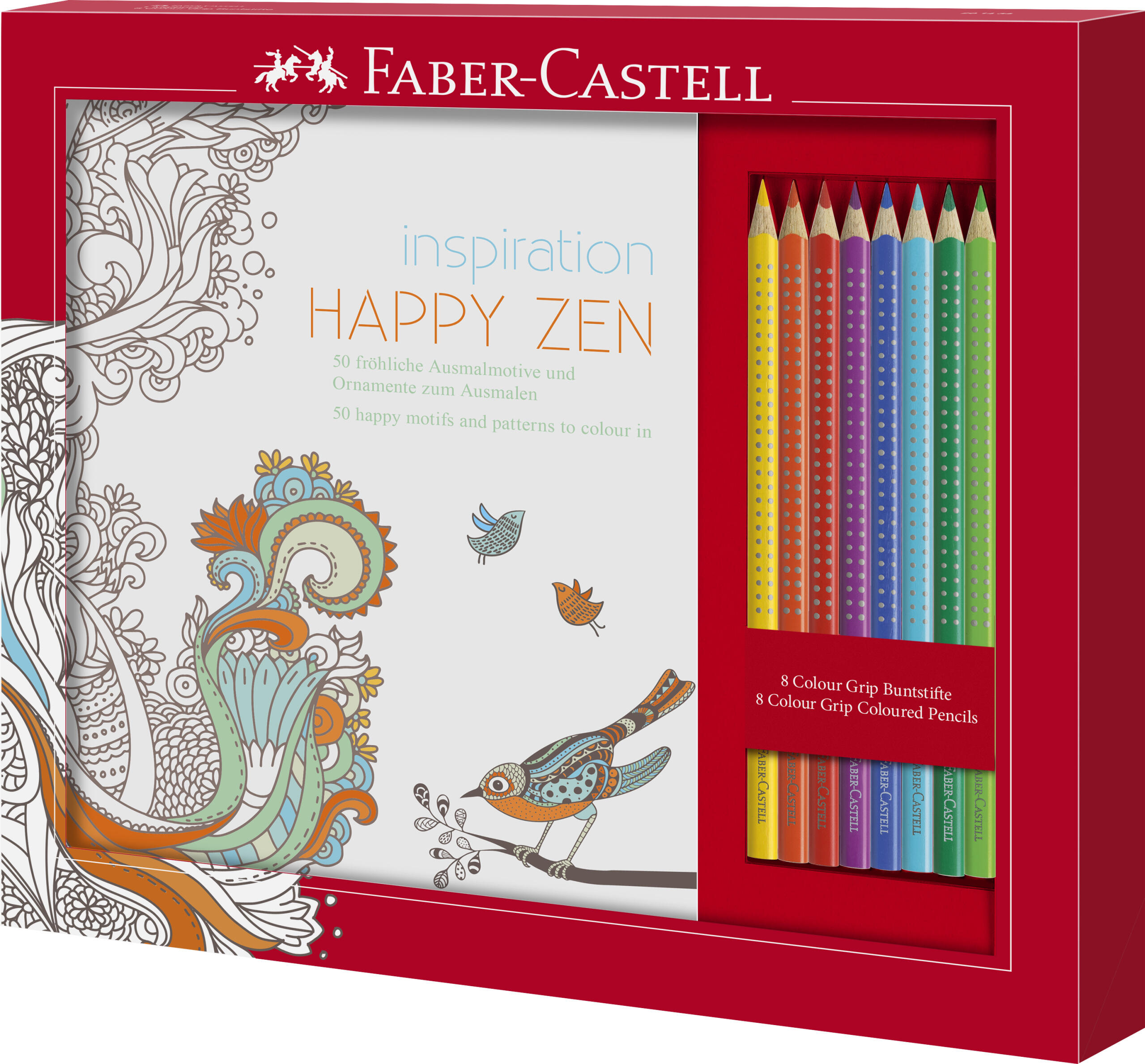 Set Happy Zen con 8 matite colorate Colour Grip 1 libro da colorare Faber Castell Cartoleria e scuola