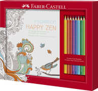 Cartoleria Set Happy Zen con 8 matite colorate Colour Grip + 1 libro da colorare Faber-Castell
