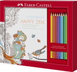 Cartoleria Set Happy Zen con 8 matite colorate Colour Grip + 1 libro da colorare Faber-Castell