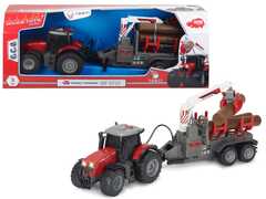 Giocattolo Dickie Toys. Trattore Massey Ferguson 1:36 Con Rimorchio, Cm. 42 Dickie Toys