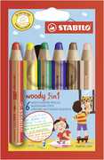 Cartoleria Pastelli STABILO Woody 3 in 1. Confezione 6 matitoni colorati Stabilo