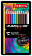 Cartoleria Pastelli STABILO Aquacolor. Scatola in metallo 12 matite colorate acquarellabili Stabilo