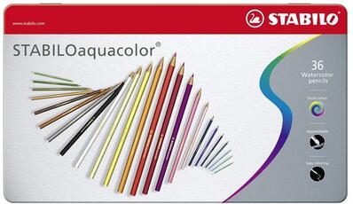 Cartoleria Pastelli STABILO aquacolor. Scatola in metallo 36 matite colorate acquerellabili Stabilo