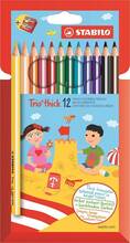 Cartoleria Pastelli STABILO Trio Thick. Confezione in cartone 12 matite colorate + temperino Stabilo