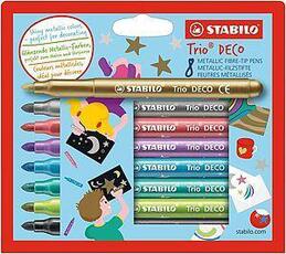 Cartoleria Pennarello metallizzato con punta XL - STABILO Trio DECO - Astuccio da 8 - Colori assortiti Stabilo