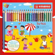 Cartoleria Matita colorata triangolare - STABILO Trio thick - Astuccio da 24 + temperino - Colori assortiti Stabilo