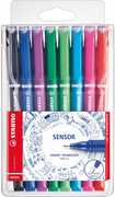 Cartoleria Pennarelli Fineliner STABILO SENSOR con punta rientrante. Confezione 8 colori Stabilo