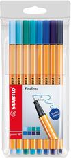 Cartoleria Fineliner - STABILO point 88 - Astuccio da 8 - Sfumature Di Blu - Colori assortiti Stabilo