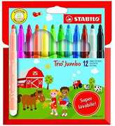 Cartoleria Pennarelli Stabilo Trio Jumbo. Scatola in cartone con 12 colori assortiti Stabilo