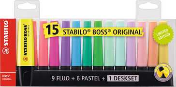 Cartoleria Evidenziatore STABILO BOSS Original. Set da scrivania 15 colori. Set da scrivania Limited Edition Stabilo