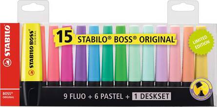 Cartoleria Evidenziatore STABILO BOSS Original. Set da scrivania 15 colori. Set da scrivania Limited Edition Stabilo