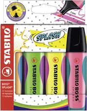 Cartoleria Evidenziatore - STABILO BOSS SPLASH - Astuccio da 4 - Arancione, Verde, Giallo, Rosa STABILO