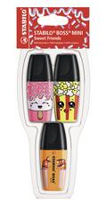 Cartoleria Evidenziatore - STABILO BOSS MINI Sweet Friends - Astuccio da 3 - Rosa, Giallo, Arancione Stabilo