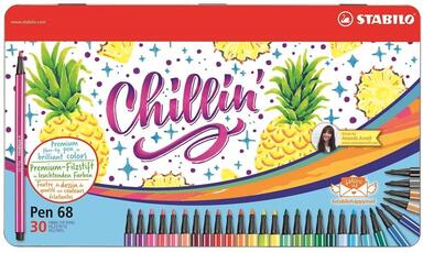 Cartoleria Pennarelli STABILO Pen 68 Limited Edition Design Ananas. Scatola in metallo 30 colori Stabilo