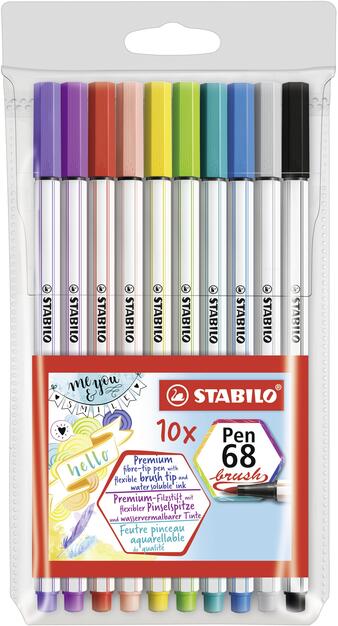 Pennarelli Stabilo Pen 68 Brush Astuccio Trasparente 10 Colori Stabilo Cartoleria E Scuola Ibs