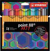 Cartoleria Fineliner - STABILO point 88 - ARTY - Astuccio da 24 con appendino - 24 colori assortiti STABILO