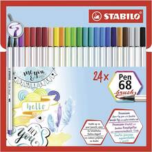 Cartoleria Pennarelli STABILO Pen 68 brush punta pennello. Astuccio 24 pezzi, 19 colori Stabilo