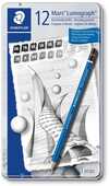 Cartoleria Matita Staedtler Mars Lumograph. Astuccio in metallo 12 matite in gradazioni morbide Staedtler