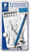 Cartoleria Matita Staedtler Mars Lumograph. Astuccio in metallo 12 matite in gradazioni morbide Staedtler