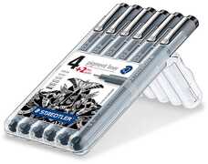 Cartoleria Pennarelli fineliner Staedlter Pigment liner. Staedtler Box con 6 pennerelli a tratti assortiti Staedtler