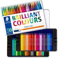 Cartoleria Pennarelli Staedtler triplus color. Scatola in metallo 50 colori assortiti Staedtler