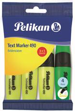 Cartoleria Evidenziatore Textmarker 490. Confezione da 4 pezzi assortita (3 gialli + 1 rotazione) Pelikan